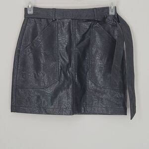 New Shinestar Snake Skin Faux Leather Belted Skirt Size Small NWT